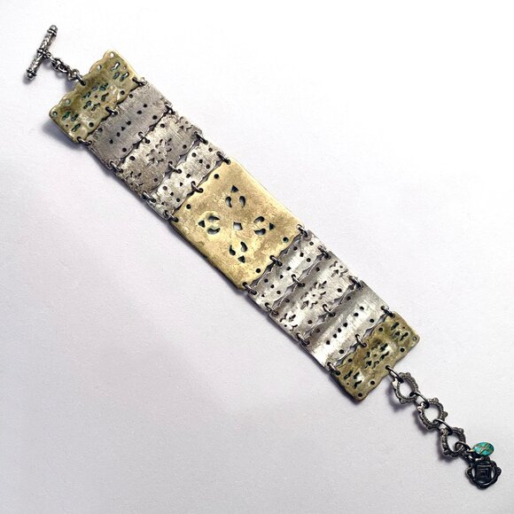 Silpada 925 Sterling Silver & Patina Brass Artifact Bracelet - Retired B2832 - Picture 6 of 7